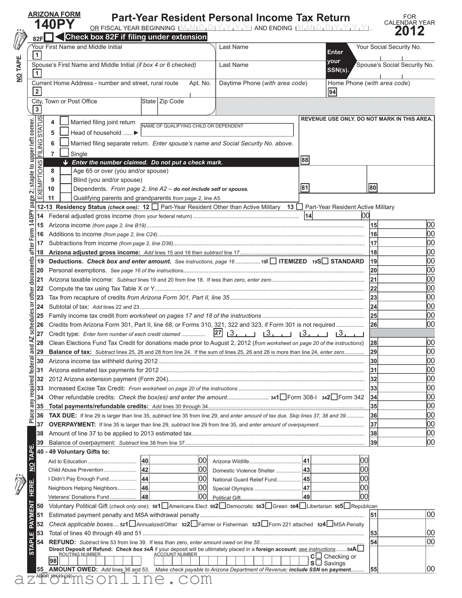 Free Arizona 140Py Form