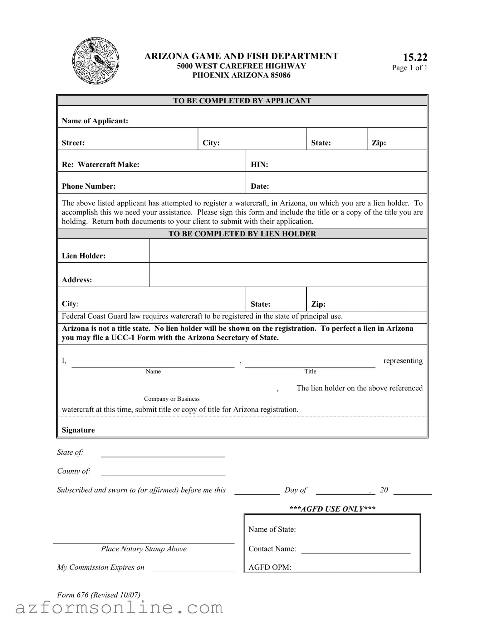 Free Arizona 676 Form