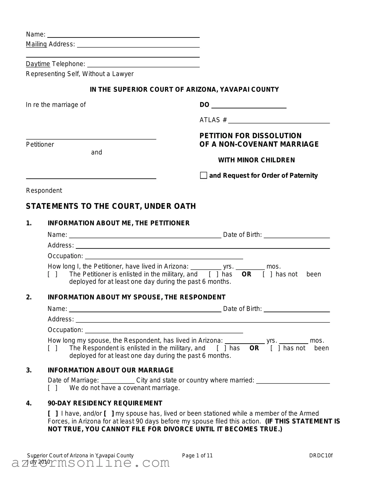 Free Arizona Drdc10F Form