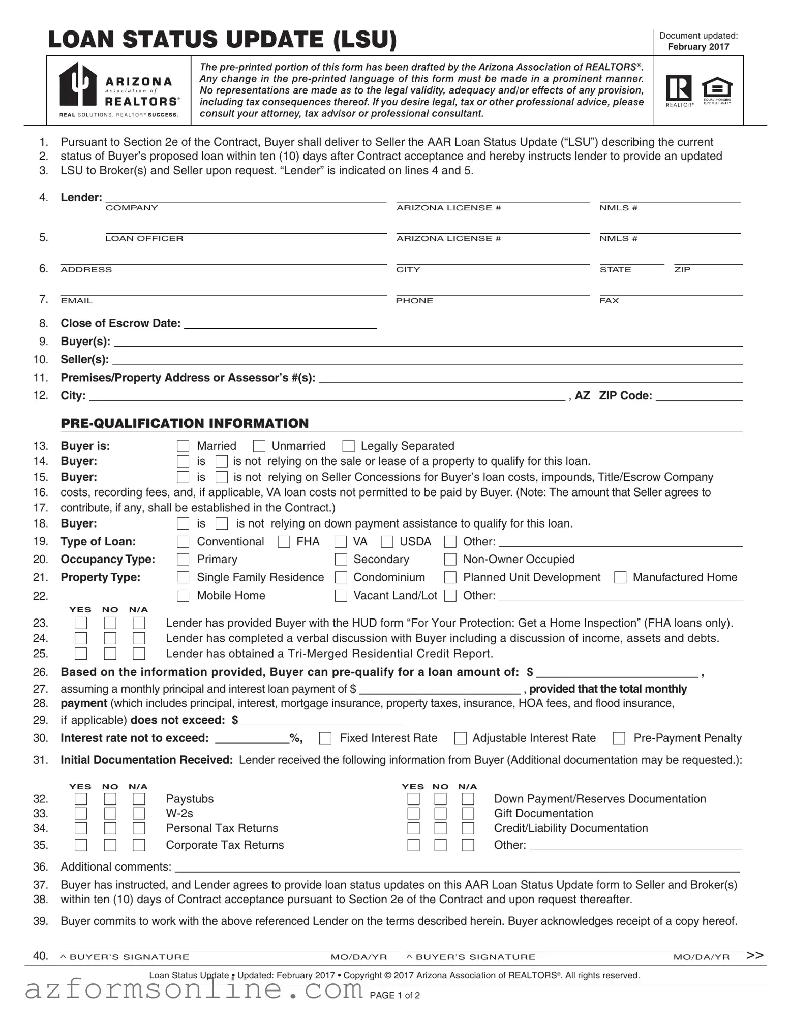 Free Arizona Lsu Form