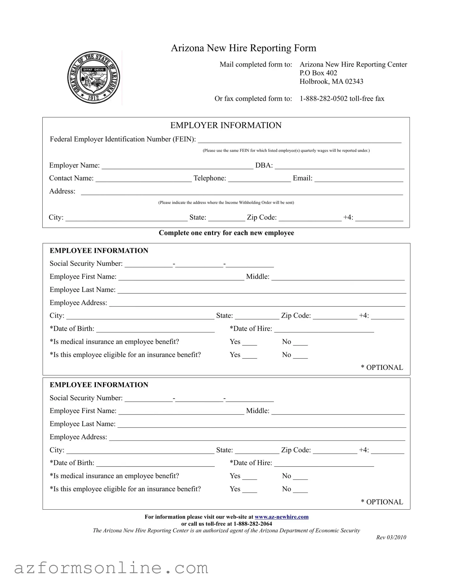 Free Arizona New Hire Reporting Form