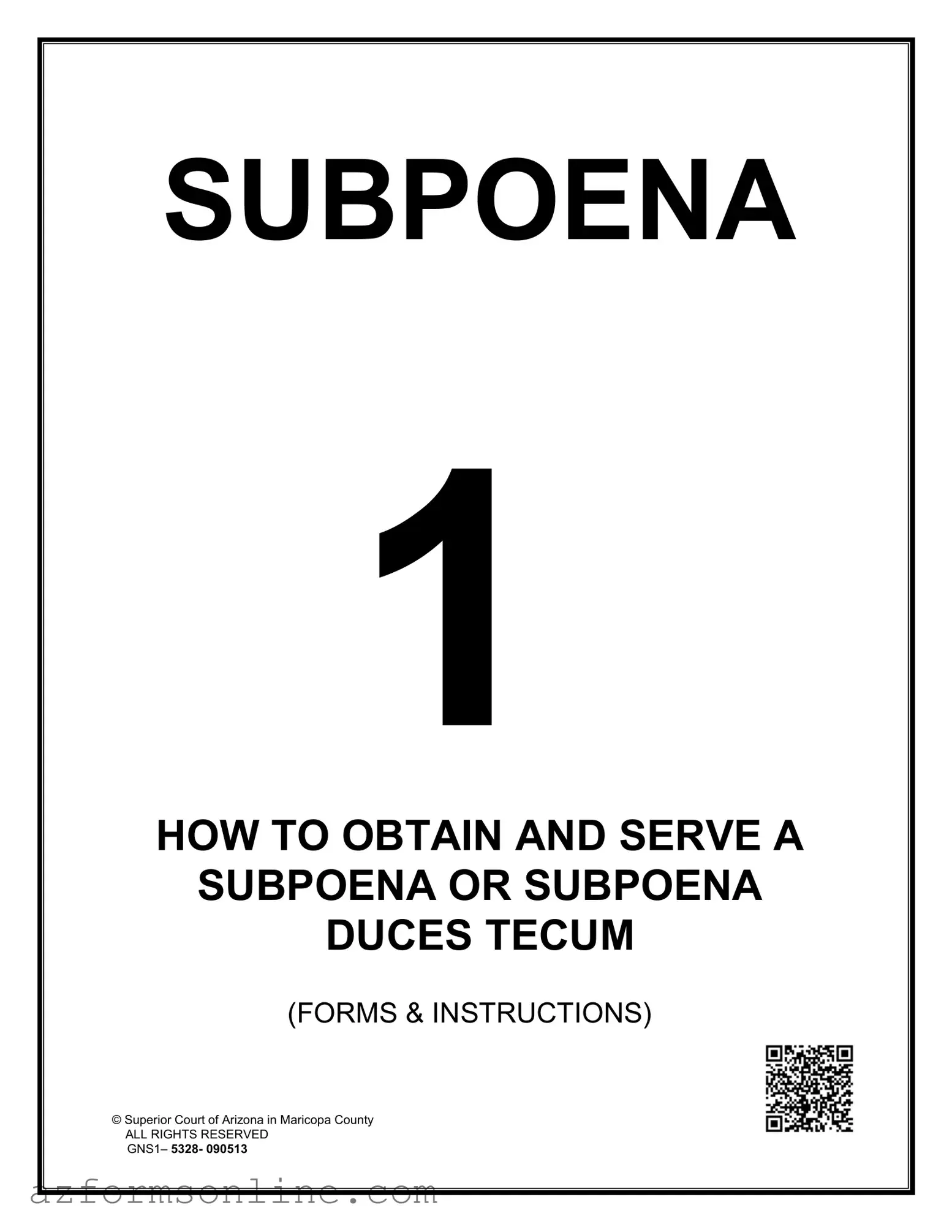 Free Arizona Subpoena Form