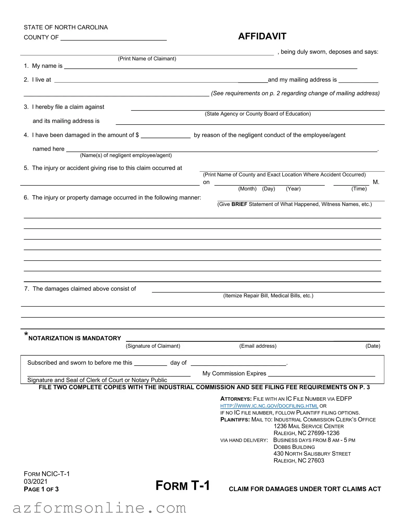 Free Arizona Tort Claim Form