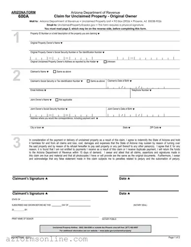 Free Arizona 600A Form