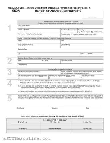 Free Arizona 650A Form