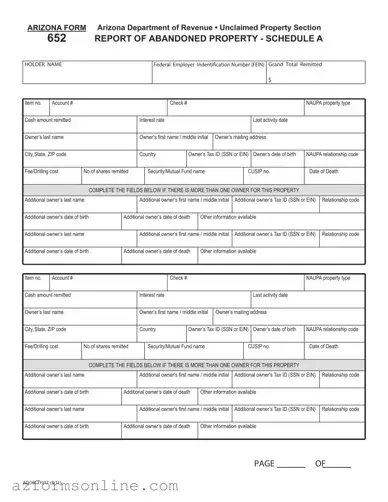 Free Arizona 652 Form