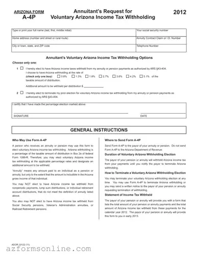 Free Arizona A 4P Form