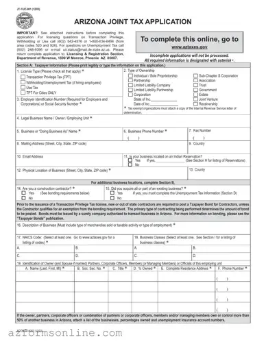 Free Arizona Jt 1 Uc 001 Form