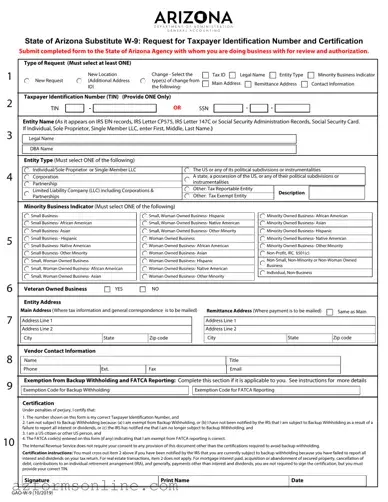 Free Gao W 9 Arizona Form
