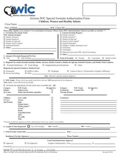 Free Wic Arizona Form