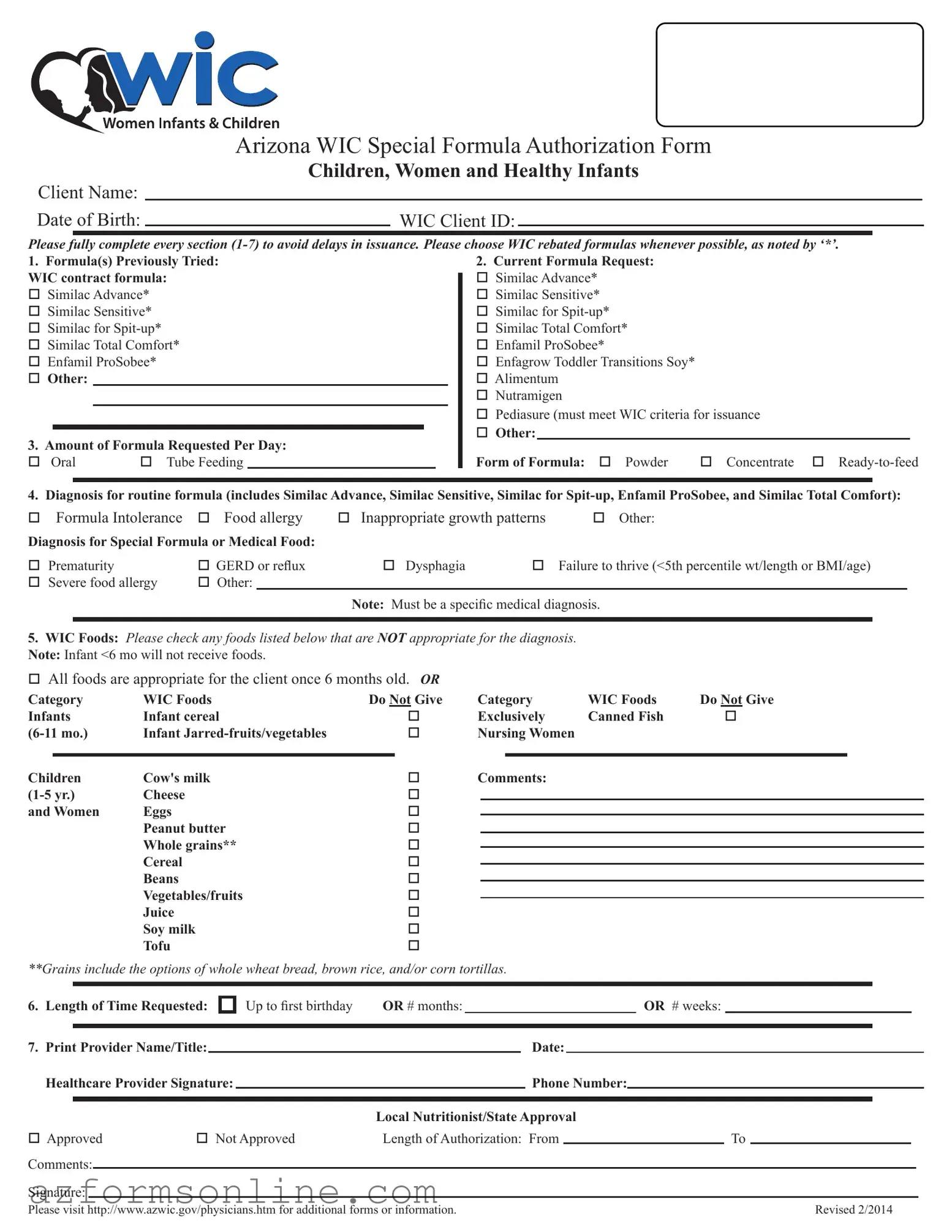 Free Wic Arizona Form